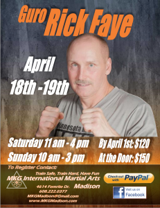 Rick Faye April event at MKG Martial Arts Madiosn